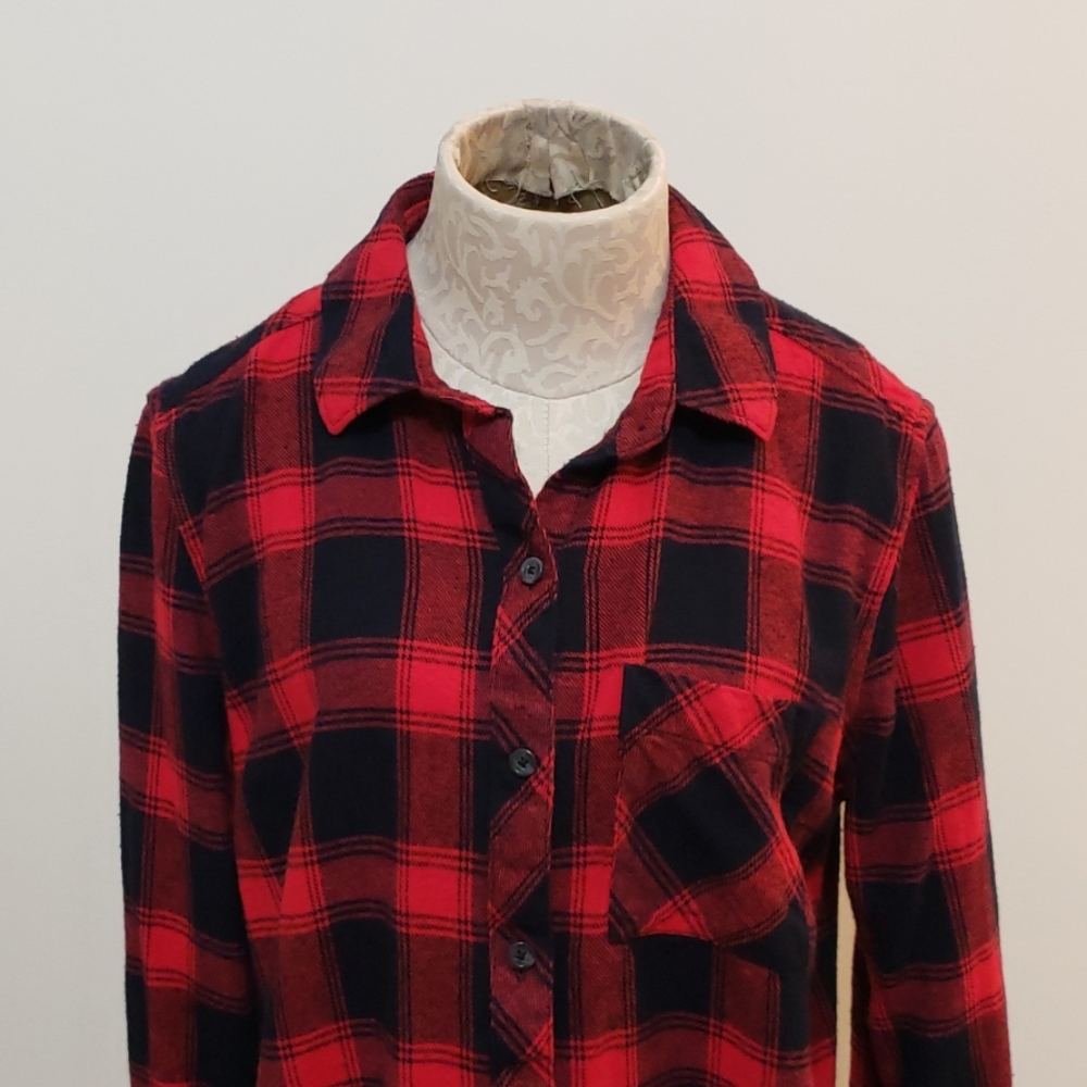 Red & Black Plaid, Flannel shirt, Med